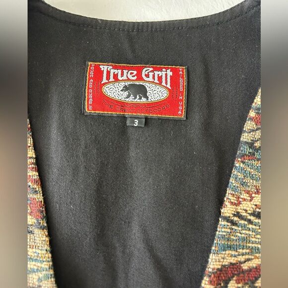 True Grit Men Vintage Aztec Cotton Tapestry Vest Size 3 USA Made - Picture 3 of 7